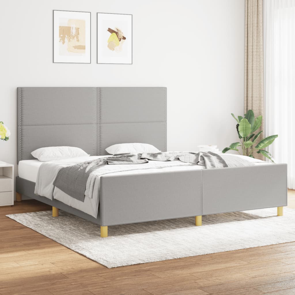 Bedframe met hoofdeinde stof lichtgrijs 180x200 cm