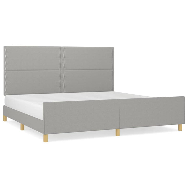 Bedframe met hoofdeinde stof lichtgrijs 200x200 cm