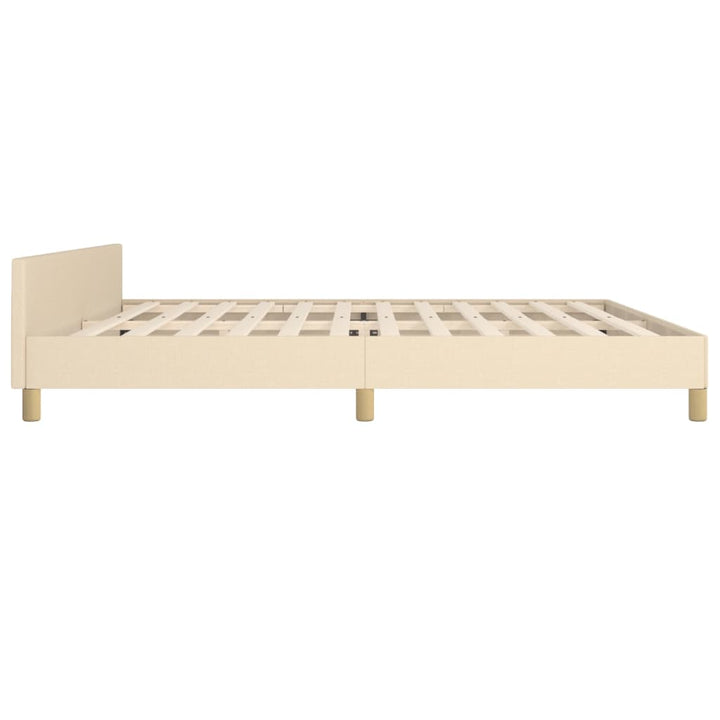 Bedframe met hoofdeinde stof crèmekleurig 200x200 cm