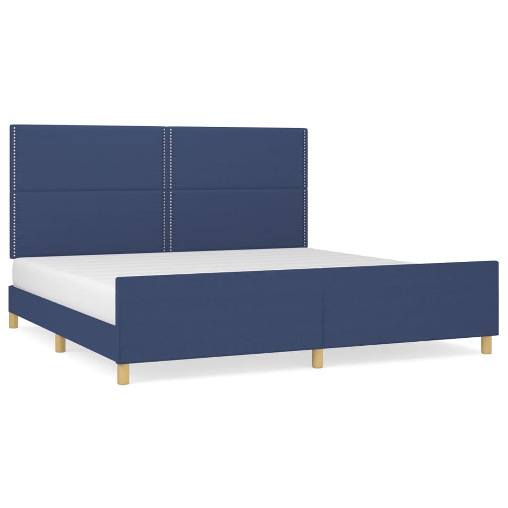 Bedframe met hoofdeinde stof blauw 200x200 cm