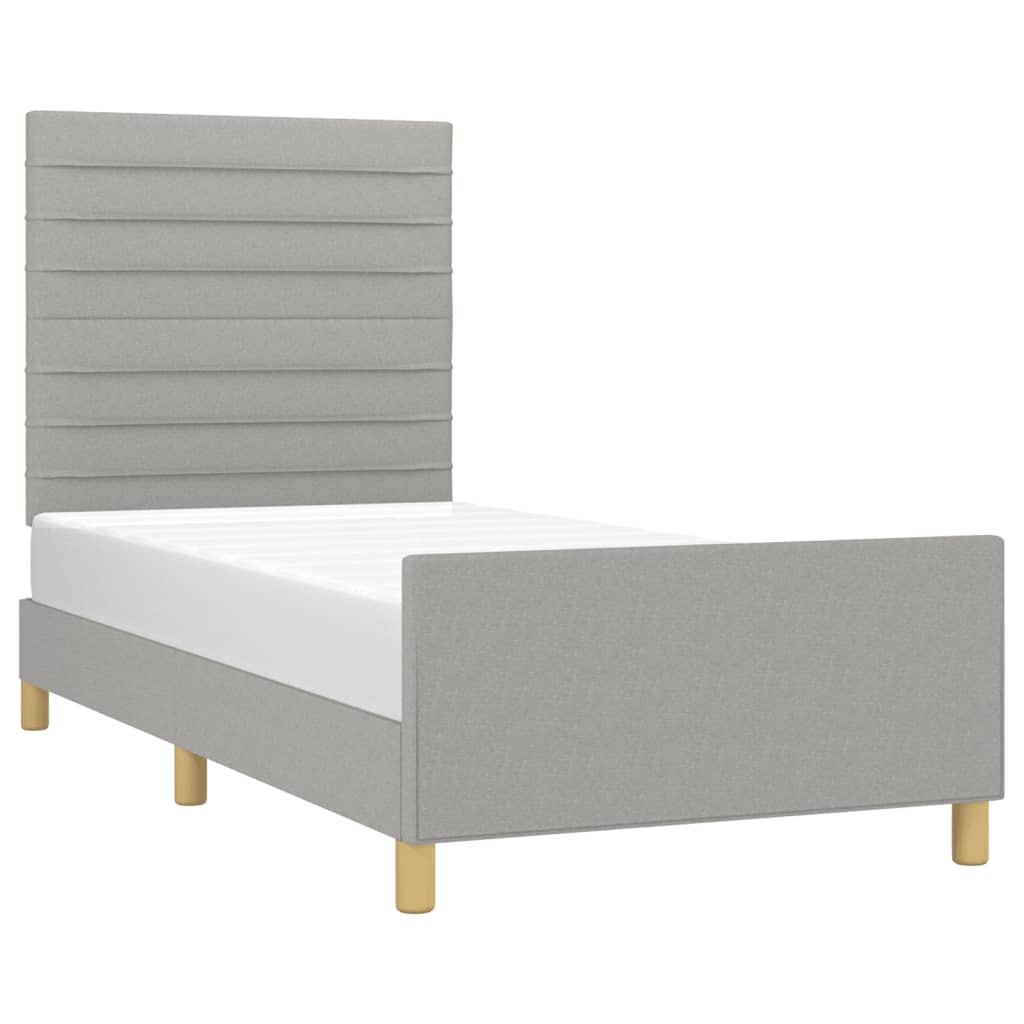 Bedframe met hoofdbord stof lichtgrijs 80x200 cm