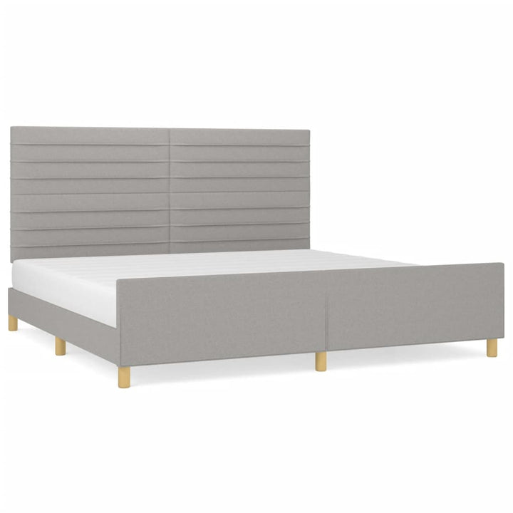 Bedframe met hoofdeinde stof lichtgrijs 200x200 cm