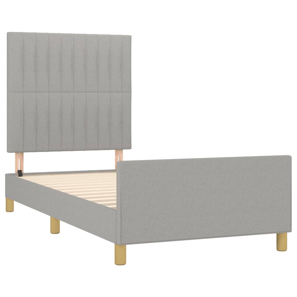 Bedframe met hoofdbord stof lichtgrijs 80x200 cm