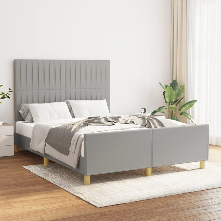 Bedframe met hoofdeinde stof lichtgrijs 140x200 cm