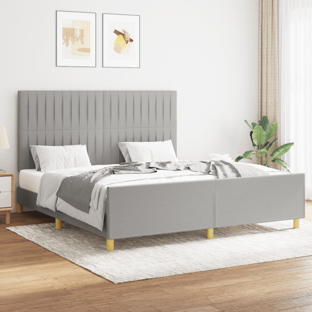 Bedframe met hoofdeinde stof lichtgrijs 160x200 cm