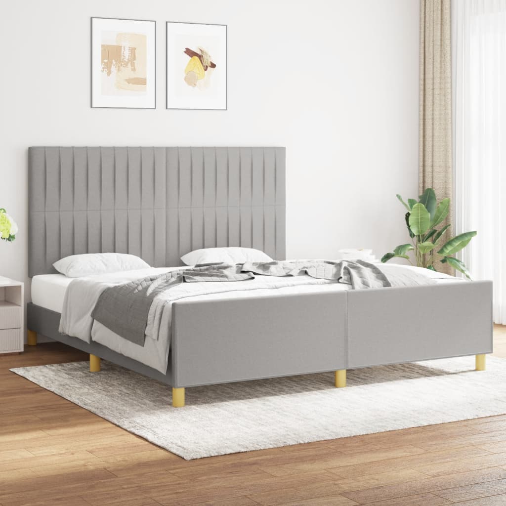 Bedframe met hoofdeinde stof lichtgrijs 180x200 cm