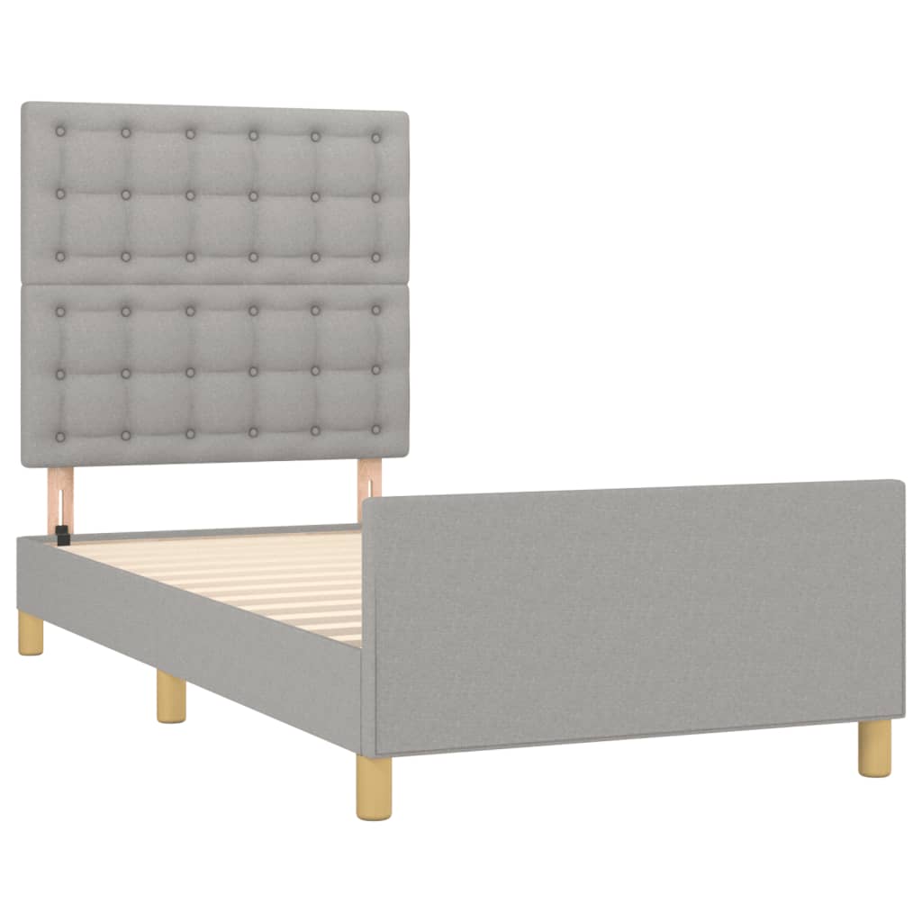 Bedframe met hoofdbord stof lichtgrijs 80x200 cm