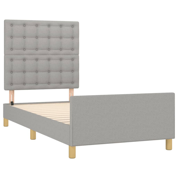 Bedframe met hoofdbord stof lichtgrijs 80x200 cm