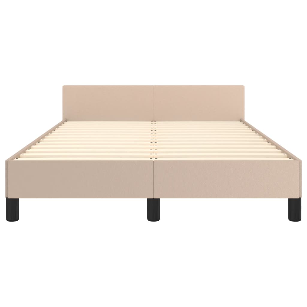 Bedframe met hoofdbord kunstleer cappuccinokleurig 120x200 cm