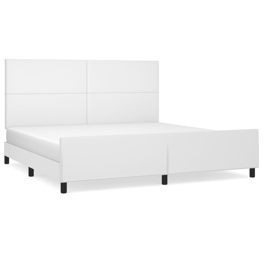 Bedframe met hoofdbord kunstleer wit 200x200 cm