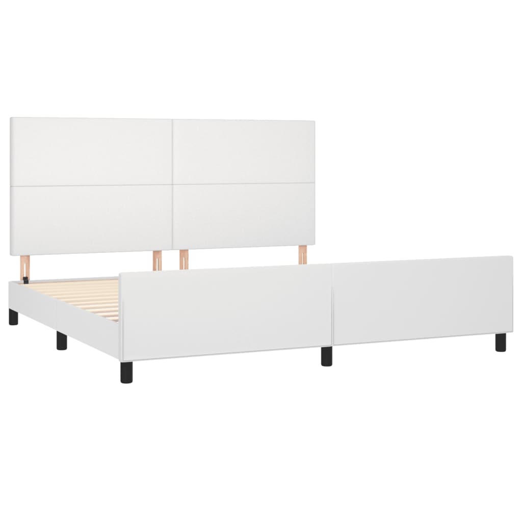 Bedframe met hoofdbord kunstleer wit 200x200 cm