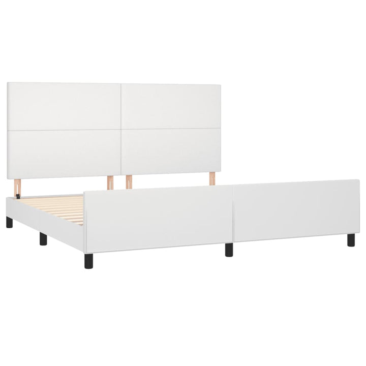 Bedframe met hoofdbord kunstleer wit 200x200 cm