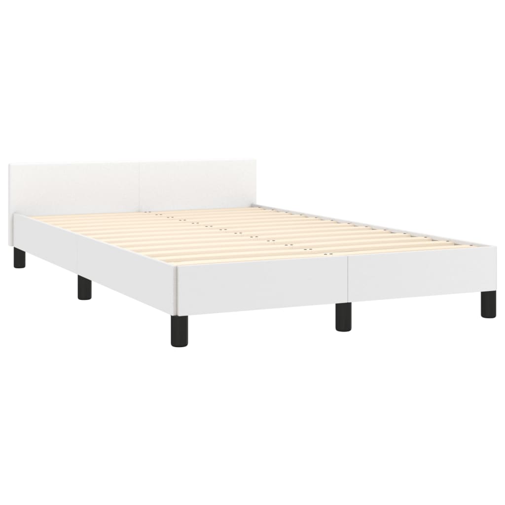 Bedframe met hoofdbord kunstleer wit 120x200 cm