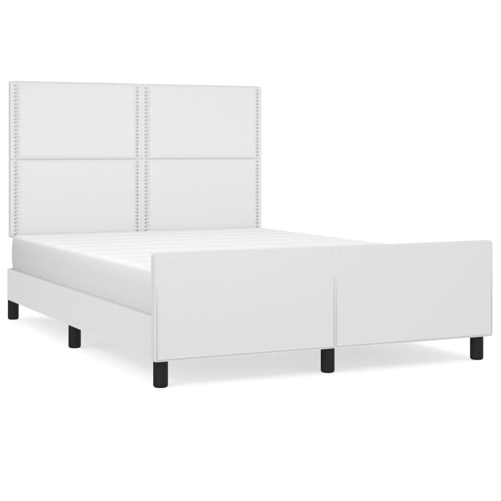 Bedframe met hoofdbord kunstleer wit 140x200 cm