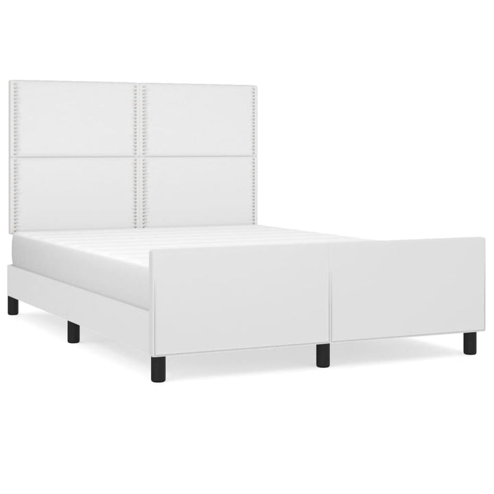 Bedframe met hoofdbord kunstleer wit 140x200 cm