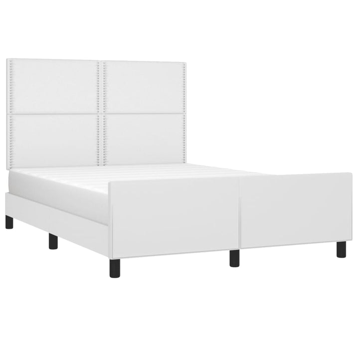 Bedframe met hoofdbord kunstleer wit 140x200 cm