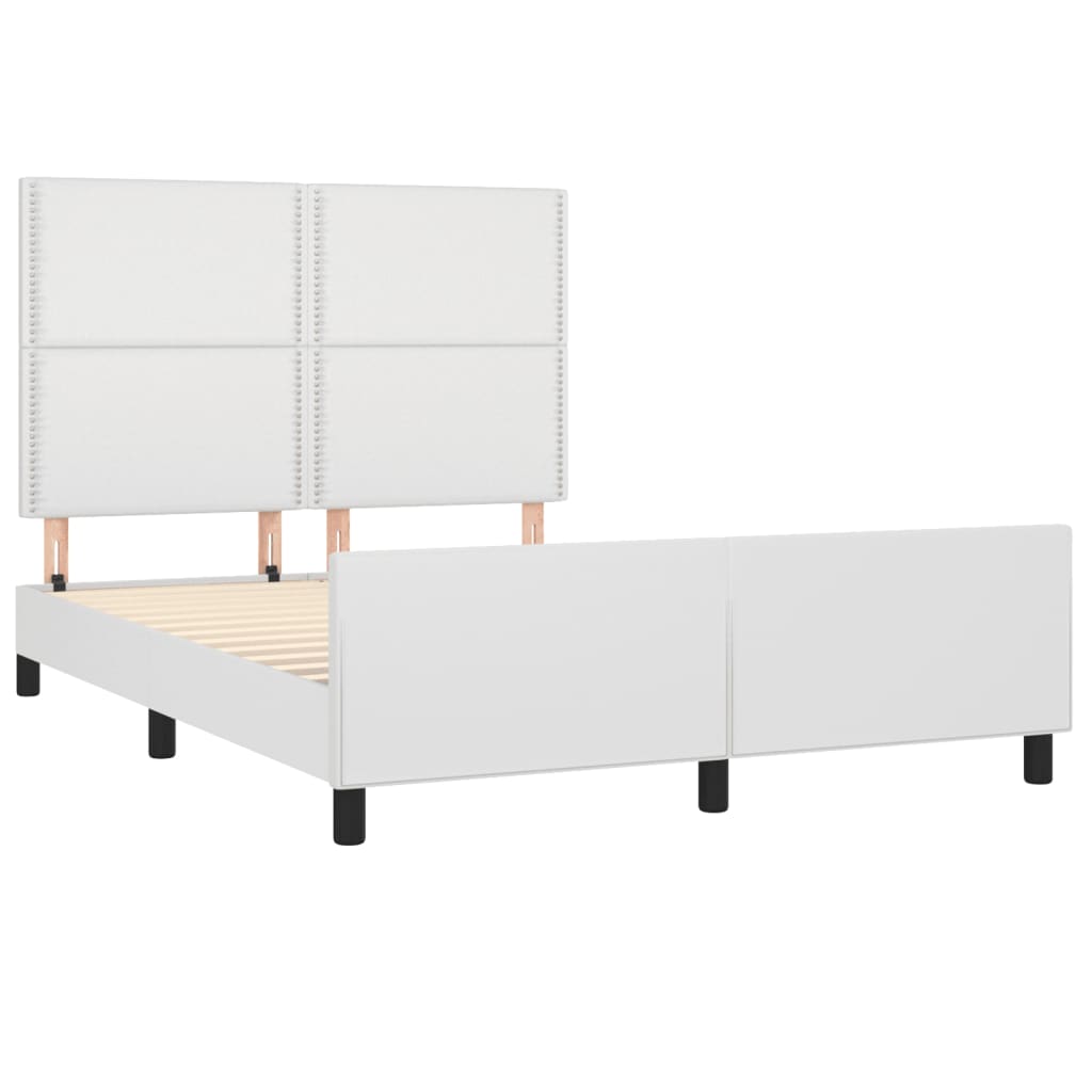 Bedframe met hoofdbord kunstleer wit 140x200 cm