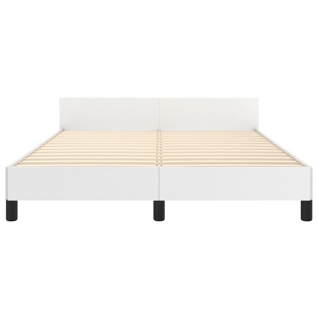 Bedframe met hoofdbord kunstleer wit 140x200 cm