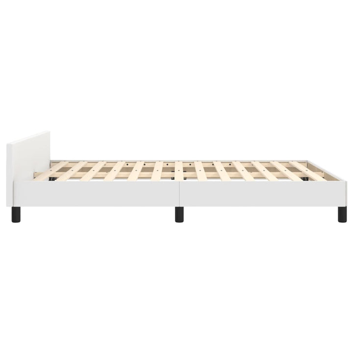 Bedframe met hoofdbord kunstleer wit 140x200 cm