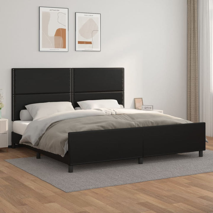 Bedframe met hoofdeinde kunstleer zwart 200x200 cm