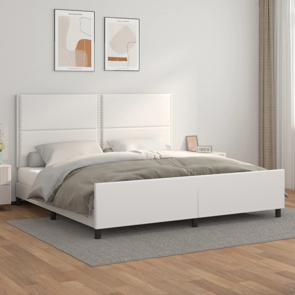 Bedframe met hoofdbord kunstleer wit 200x200 cm