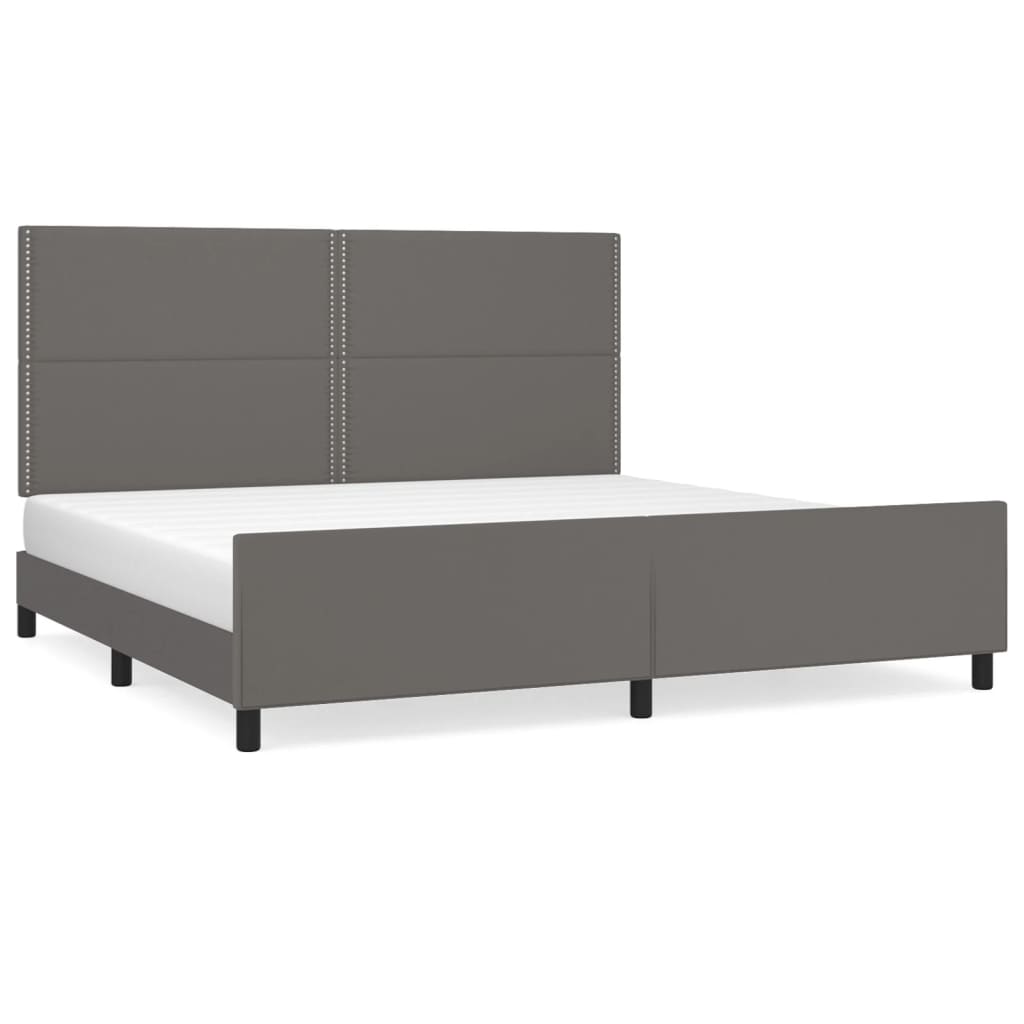 Bedframe met hoofdbord kunstleer grijs 200x200 cm