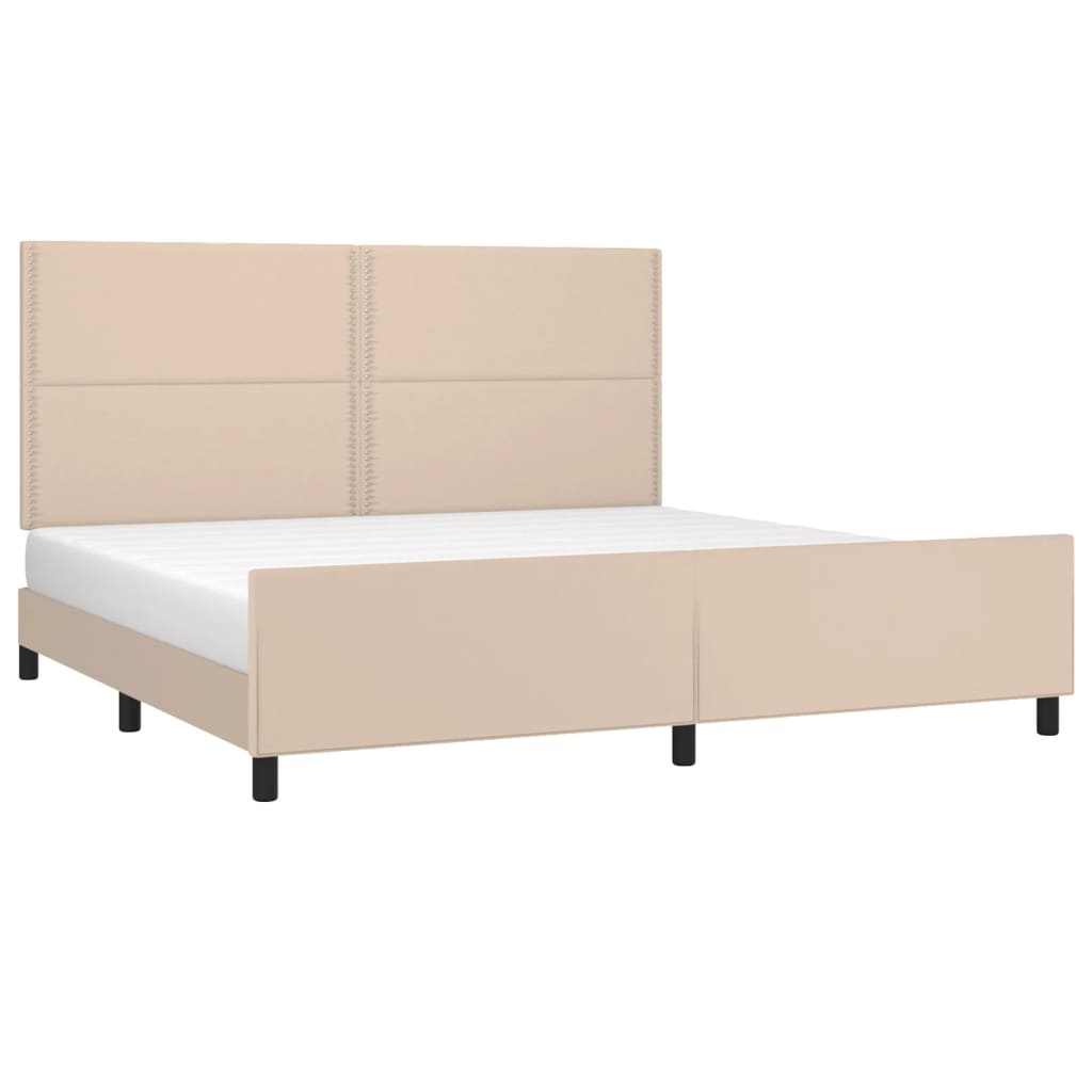 Bedframe met hoofdbord kunstleer cappuccinokleurig 200x200 cm