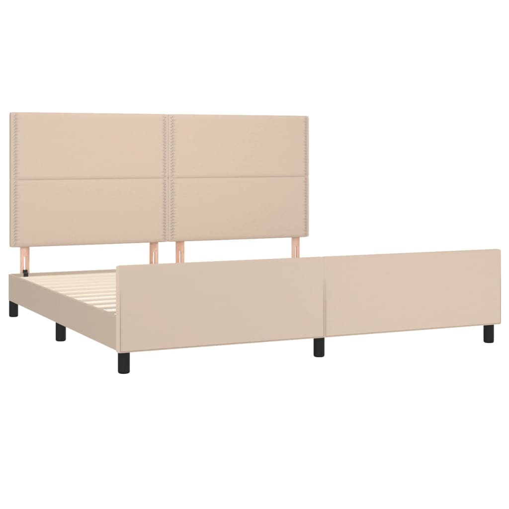 Bedframe met hoofdbord kunstleer cappuccinokleurig 200x200 cm