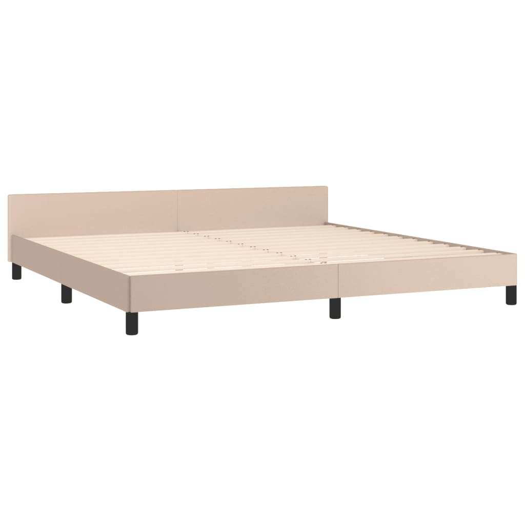 Bedframe met hoofdbord kunstleer cappuccinokleurig 200x200 cm