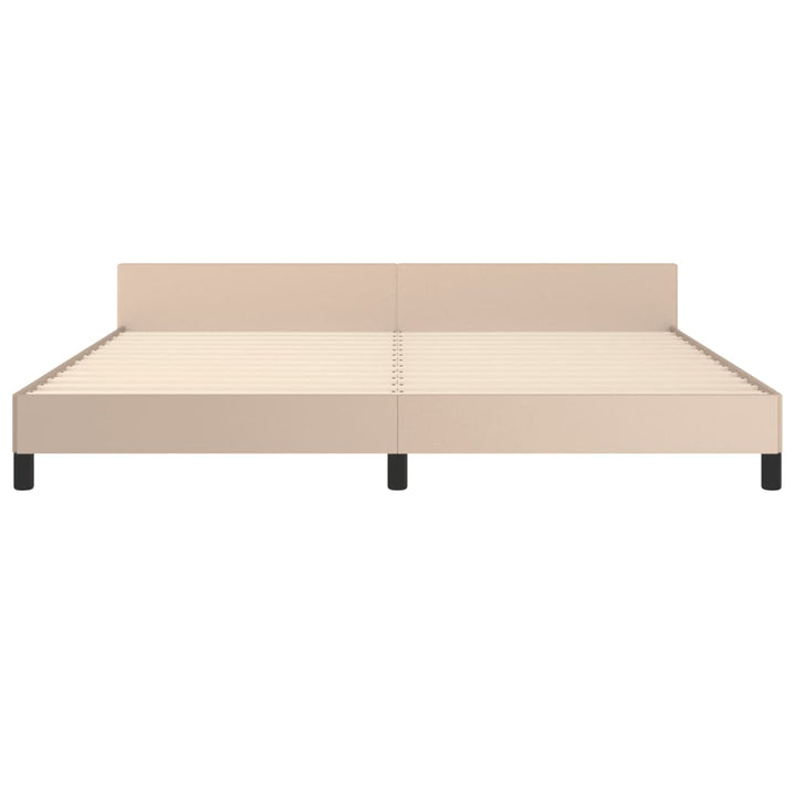 Bedframe met hoofdbord kunstleer cappuccinokleurig 200x200 cm