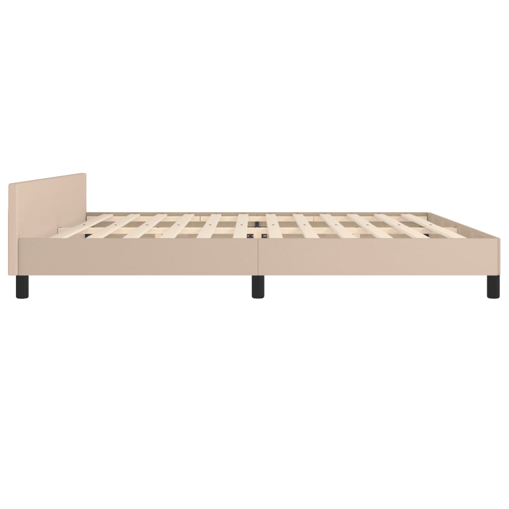 Bedframe met hoofdbord kunstleer cappuccinokleurig 200x200 cm