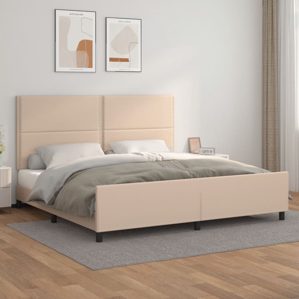 Bedframe met hoofdbord kunstleer cappuccinokleurig 200x200 cm