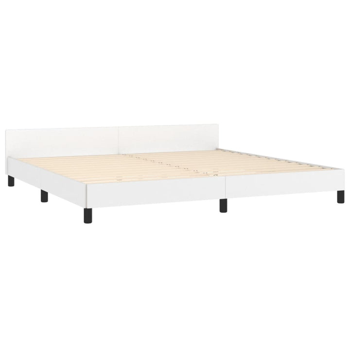 Bedframe met hoofdbord kunstleer wit 200x200 cm