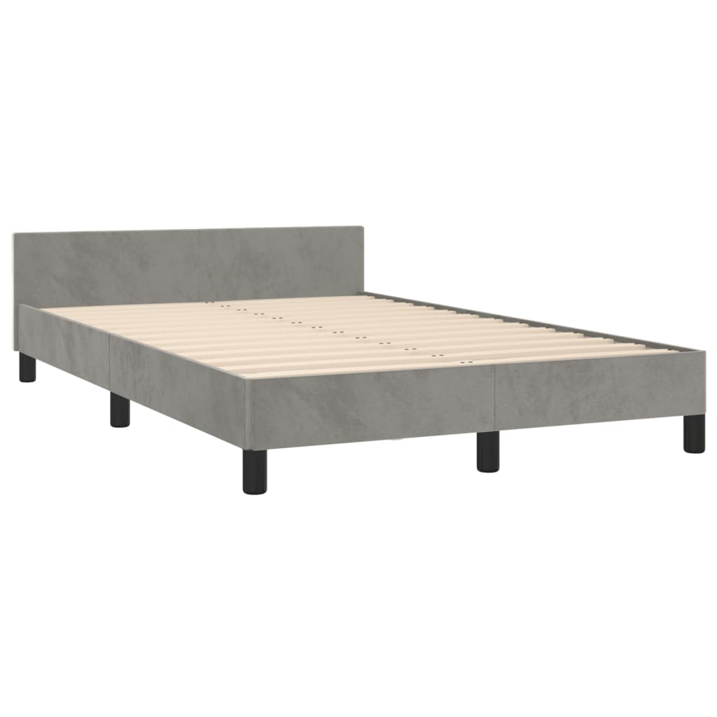 Bedframe met hoofdeinde fluweel lichtgrijs 120x200 cm