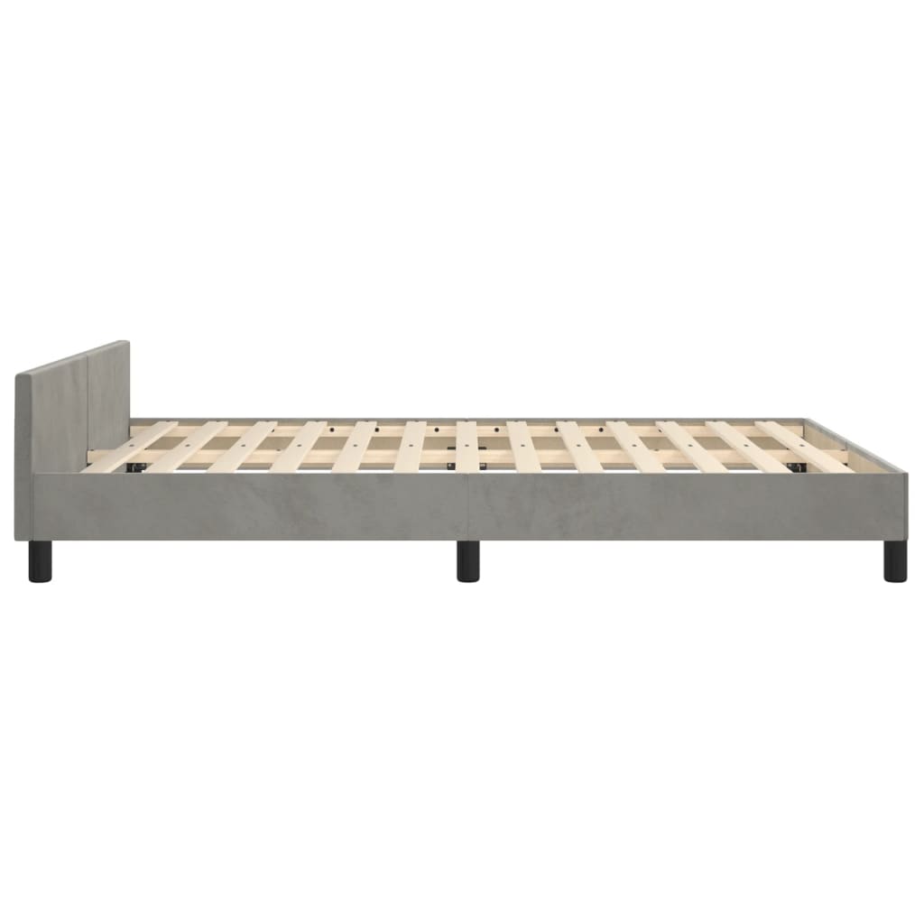 Bedframe met hoofdeinde fluweel lichtgrijs 140x190 cm