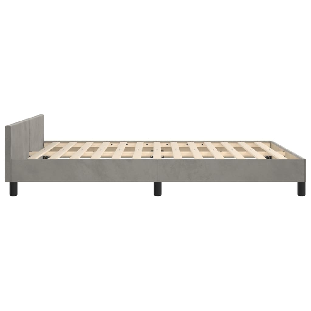 Bedframe met hoofdeinde fluweel lichtgrijs 140x200 cm