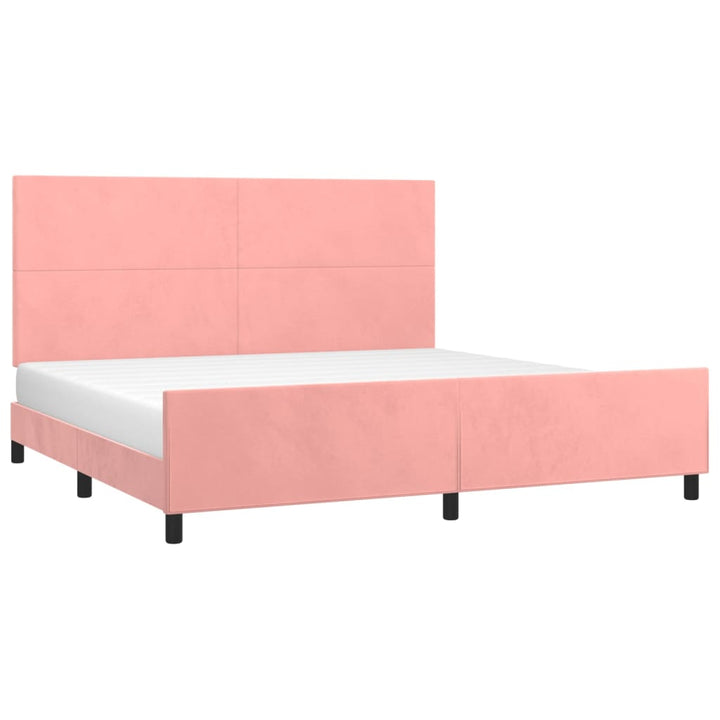 Bedframe met hoofdeinde fluweel roze 200x200 cm