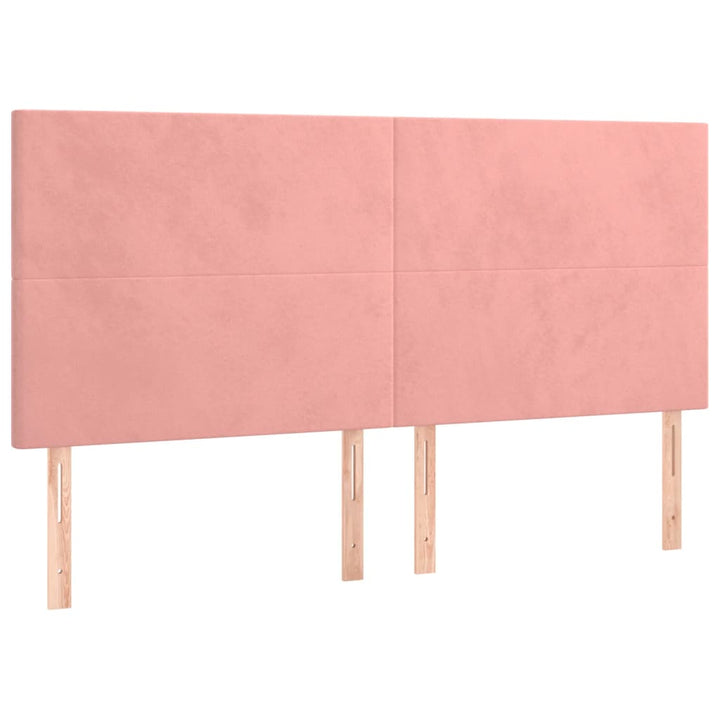 Bedframe met hoofdeinde fluweel roze 200x200 cm