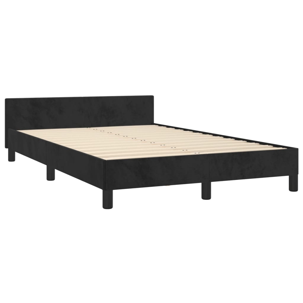 Bedframe met hoofdeinde fluweel zwart 120x200 cm