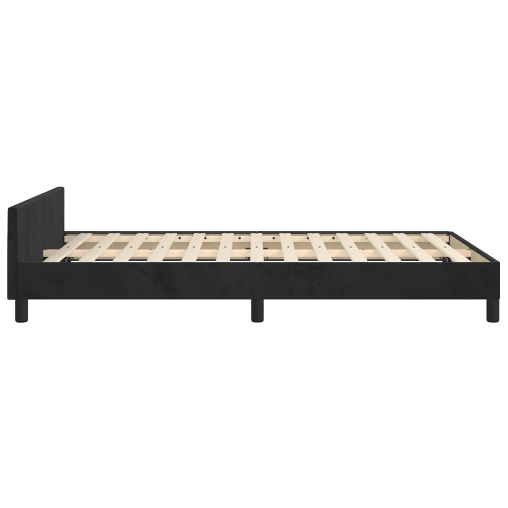 Bedframe met hoofdeinde fluweel zwart 120x200 cm