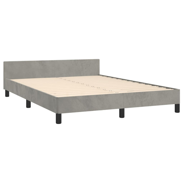 Bedframe met hoofdeinde fluweel lichtgrijs 140x190 cm