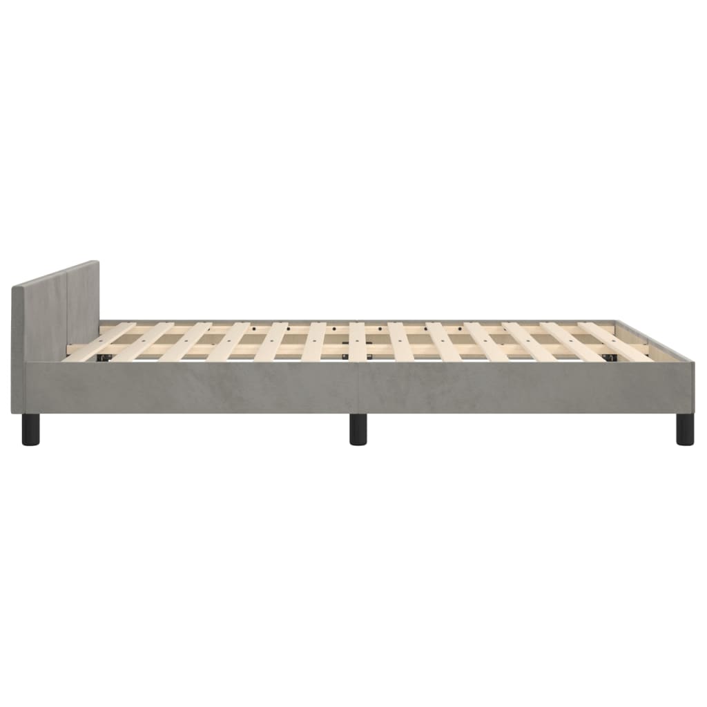 Bedframe met hoofdeinde fluweel lichtgrijs 140x190 cm