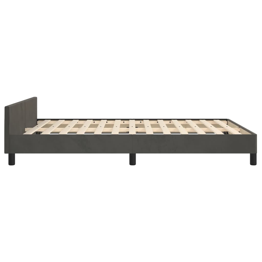 Bedframe met hoofdeinde fluweel donkergrijs 140x200 cm