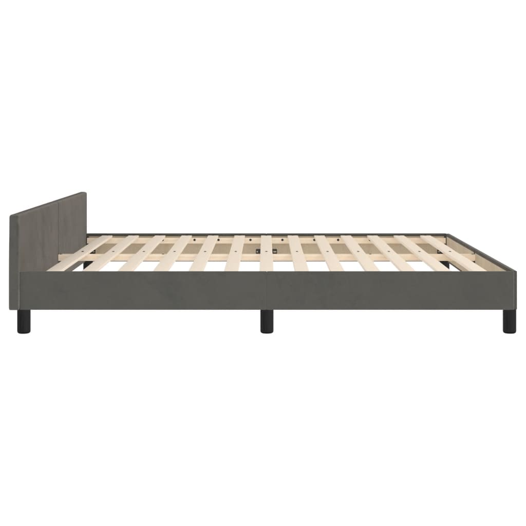 Bedframe met hoofdeinde fluweel donkergrijs 160x200 cm