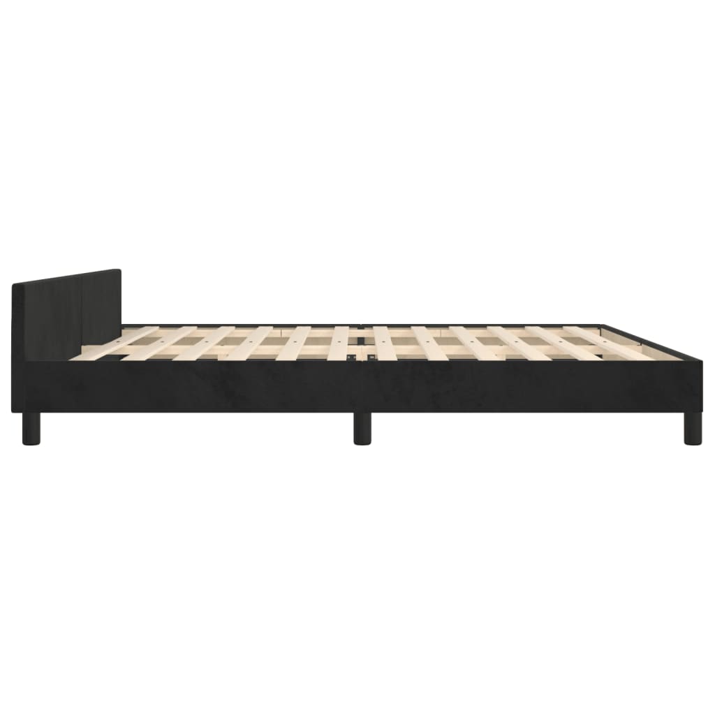 Bedframe met hoofdeinde fluweel zwart 200x200 cm