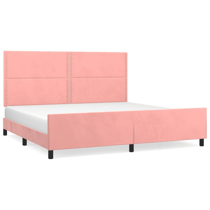 Bedframe met hoofdeinde fluweel roze 200x200 cm