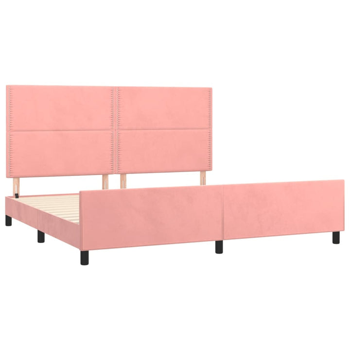 Bedframe met hoofdeinde fluweel roze 200x200 cm