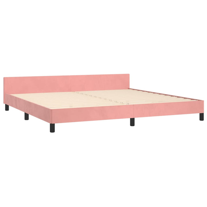 Bedframe met hoofdeinde fluweel roze 200x200 cm