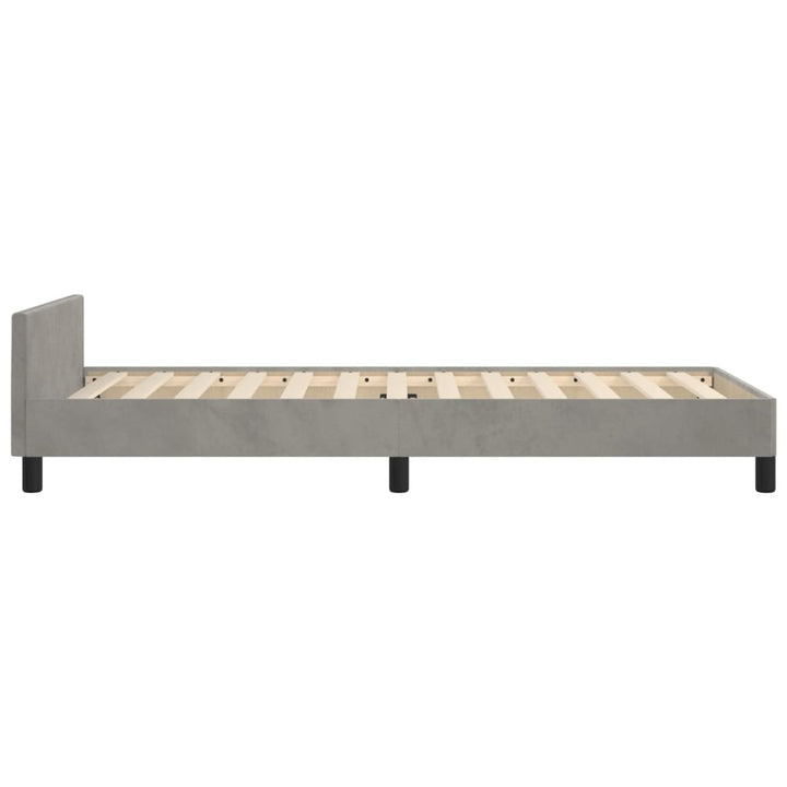 Bedframe met hoofdeinde fluweel lichtgrijs 90x200 cm