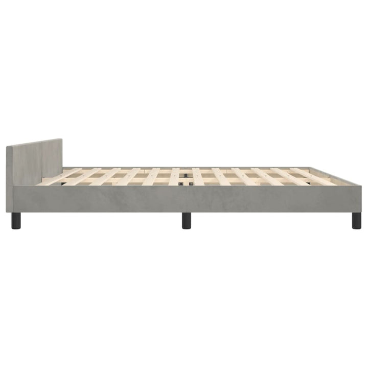 Bedframe met hoofdeinde fluweel lichtgrijs 200x200 cm